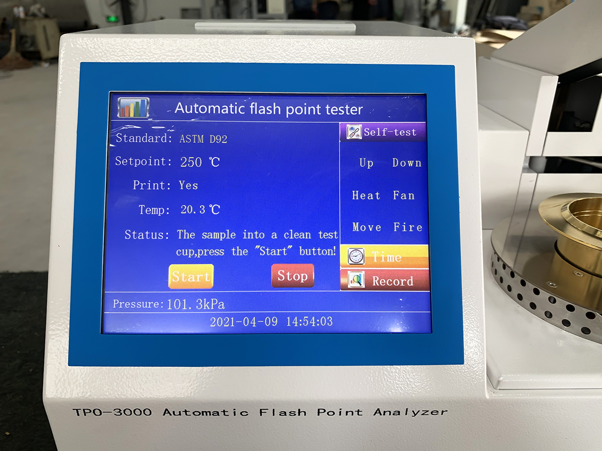Analyseur de point d'éclair entièrement automatique ASTM D92 TPO-3000 (Open-Cup)